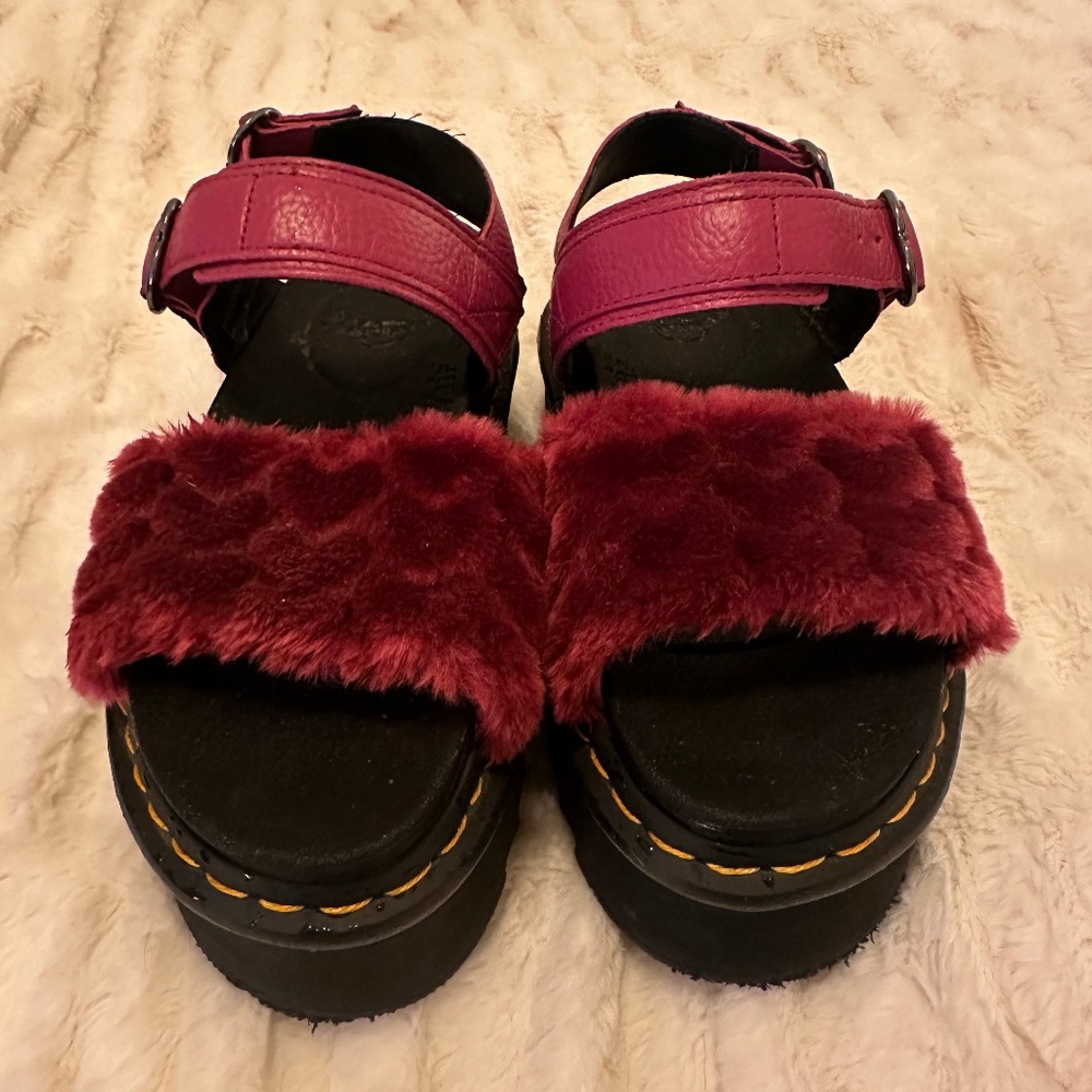 Dr. Martens Voss Fluffy Faux Fur Platform Sandals